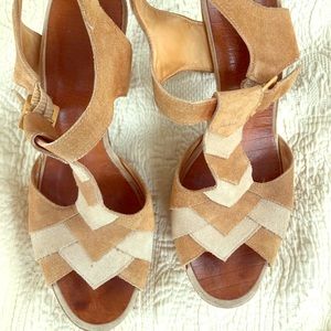Chie Mihara Sandals 38 US 8 Chevron 70s vibe